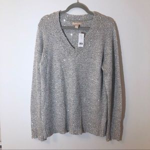 NWT Banana Republic Light Gray Sequined Sweater